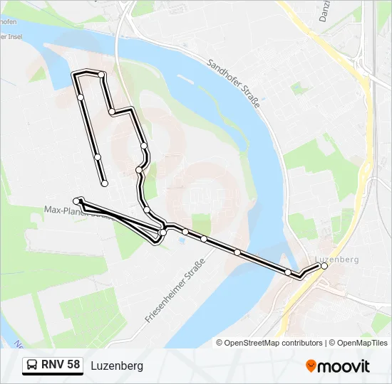 RNV 58 Bus Line Map