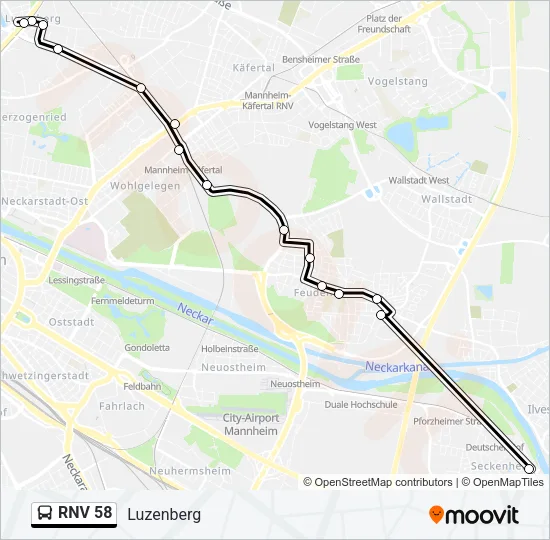 RNV 58 Bus Line Map