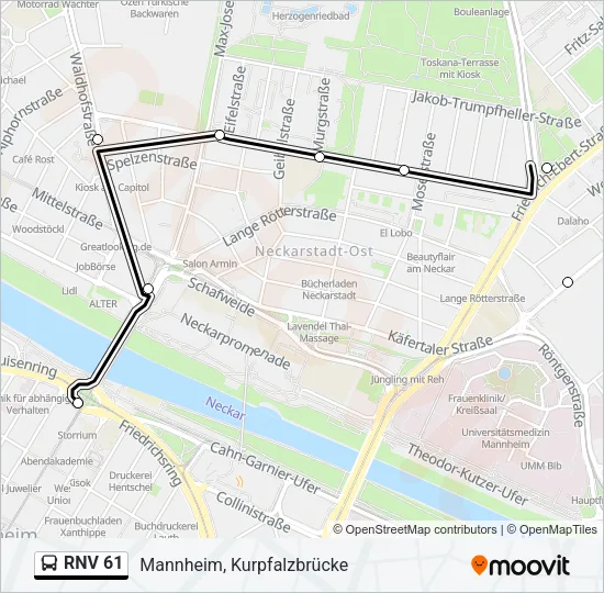 RNV 61 Bus Line Map