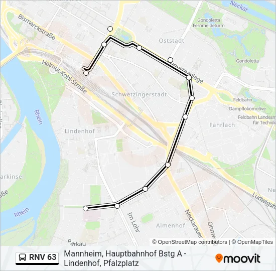 RNV 63 Bus Line Map