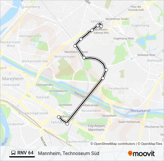 RNV 64 Bus Line Map