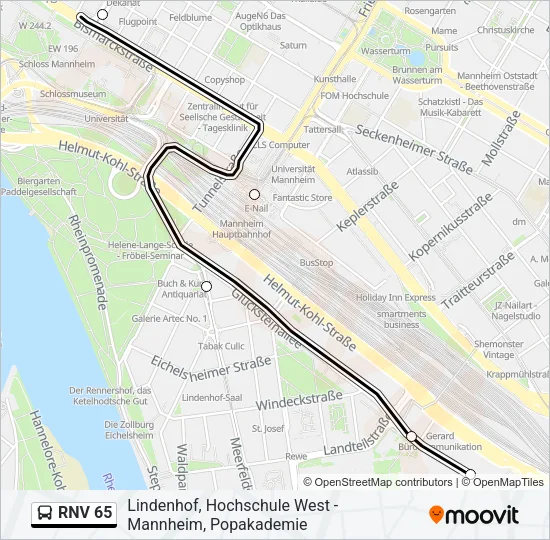 RNV 65 Bus Line Map