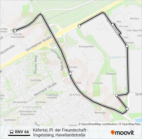 RNV 66 Bus Line Map