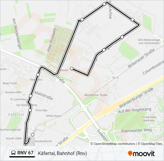 RNV 67 Bus Line Map
