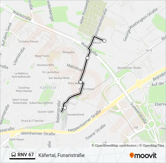 RNV 67 Bus Line Map