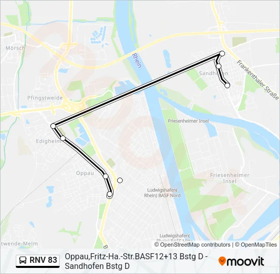 RNV 83 Bus Line Map
