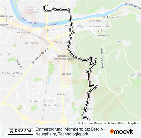 RNV 39A Bus Line Map