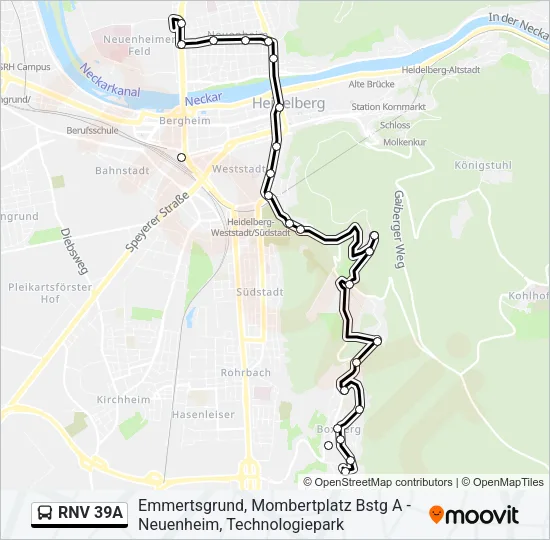 RNV 39A Bus Line Map