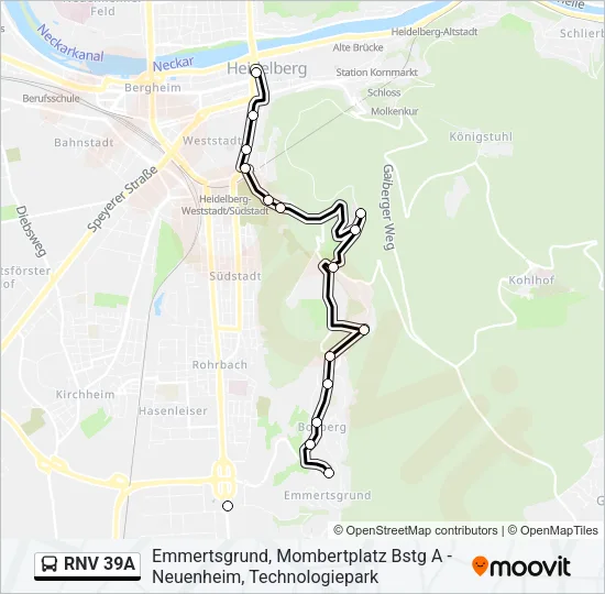 RNV 39A Bus Line Map