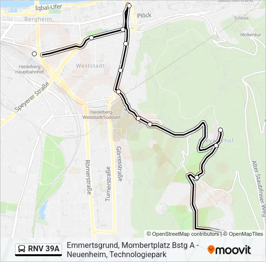 RNV 39A Bus Line Map