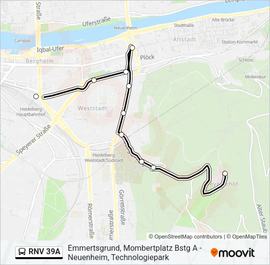 RNV 39A Bus Line Map