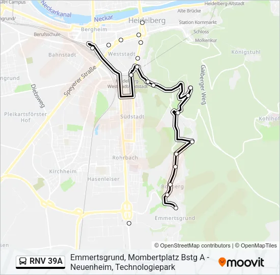 RNV 39A Bus Line Map