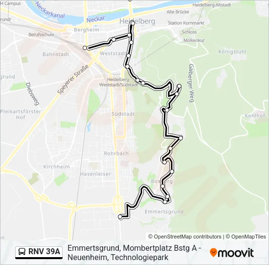 RNV 39A Bus Line Map