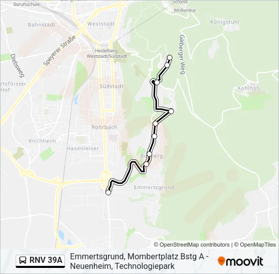 RNV 39A Bus Line Map