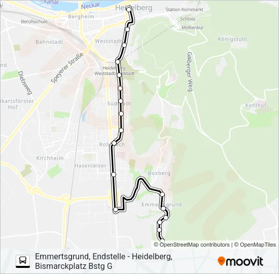 RNV MOONLINER 1 Bus Line Map