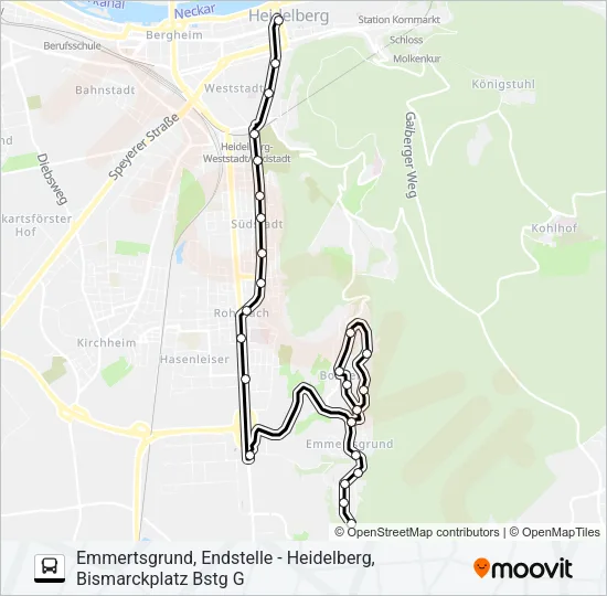 RNV MOONLINER 1 Bus Line Map