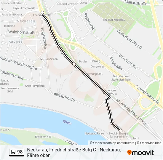 98 Bus Line Map