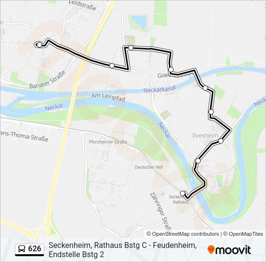 Bus 626: карта маршрута