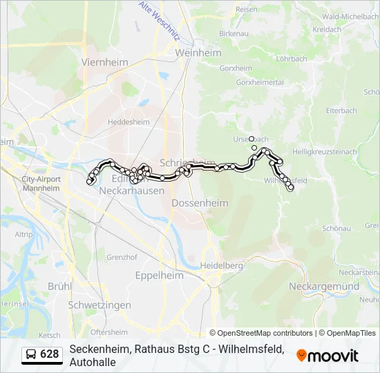628 Bus Line Map