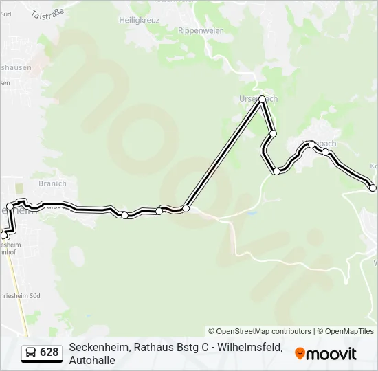 628 Bus Line Map