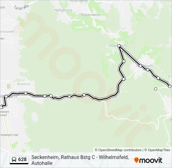 628 Bus Line Map