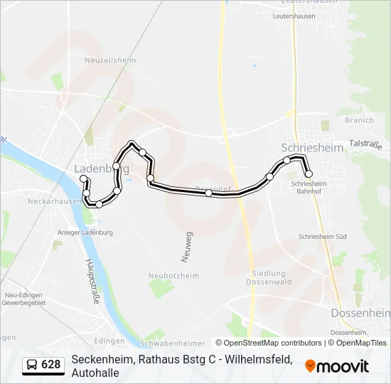 628 Bus Line Map