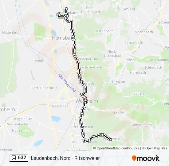 632 Bus Line Map
