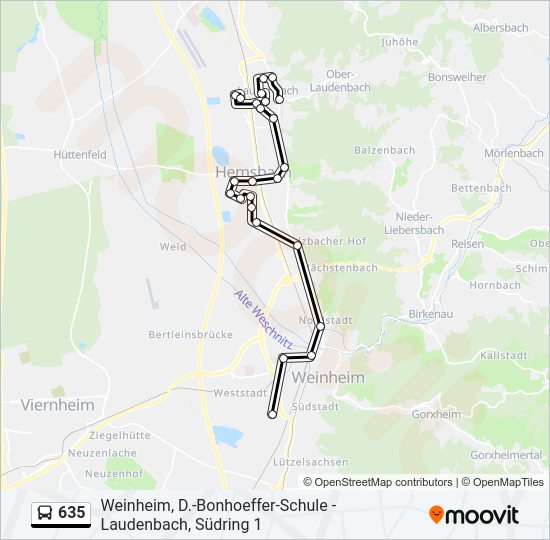 635 Bus Line Map