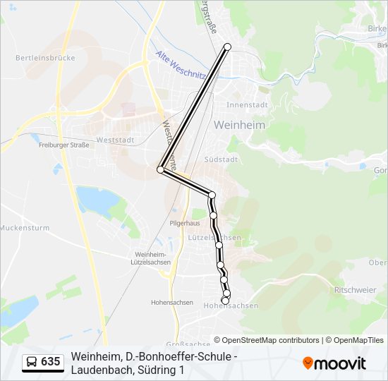 635 Bus Line Map