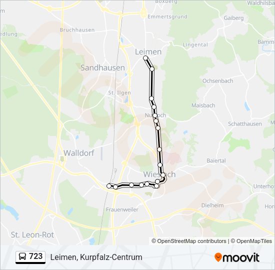 Автобус 723: карта маршрута