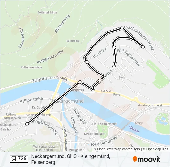 736 Bus Line Map