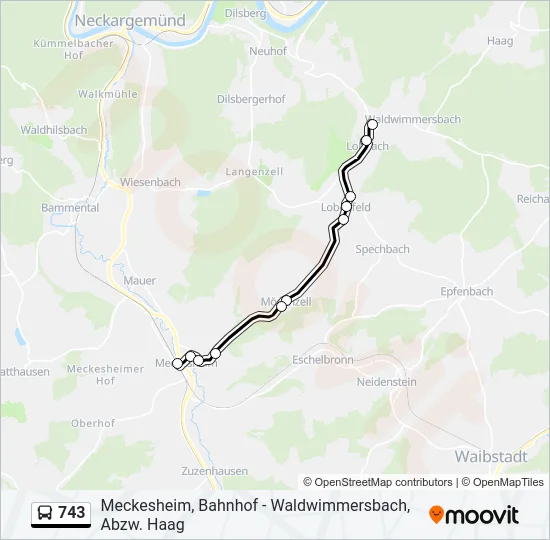 743 Bus Line Map