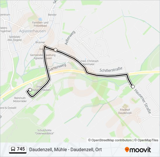 Автобус 745: карта маршрута
