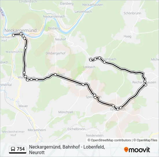 754 Bus Line Map