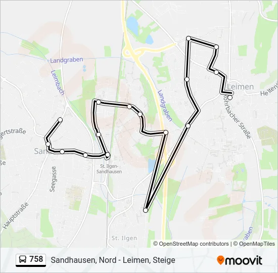 758 Bus Line Map