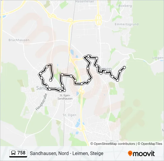 758 Bus Line Map