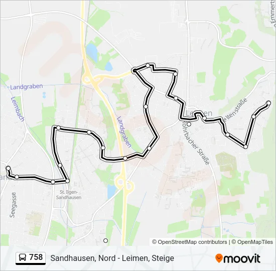 758 Bus Line Map