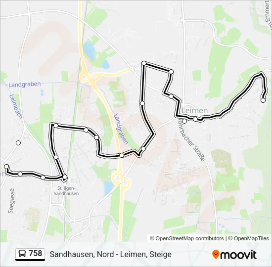 758 Bus Line Map