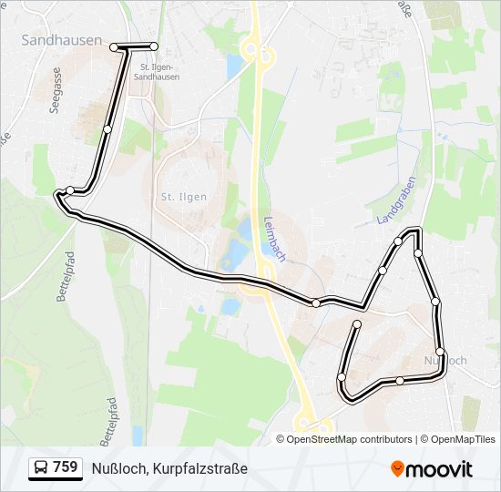 Автобус 759: карта маршрута