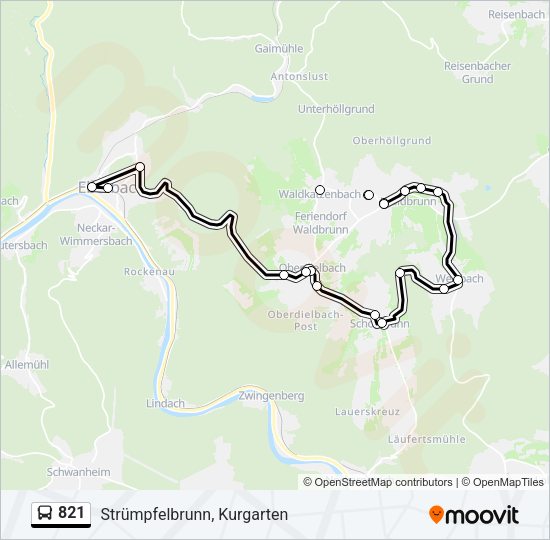 Автобус 821: карта маршрута