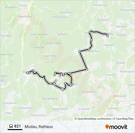 821 Bus Line Map