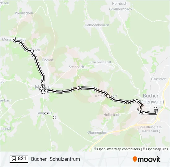 821 Bus Line Map