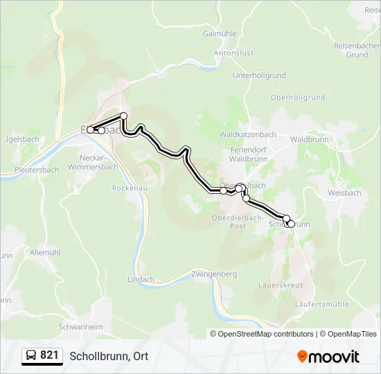 821 Bus Line Map