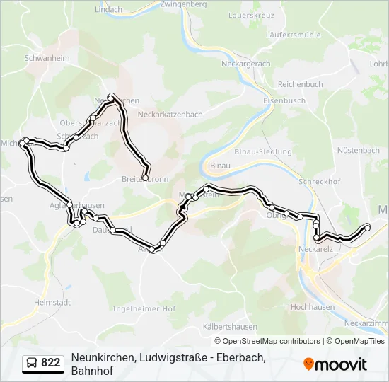 822 Bus Line Map