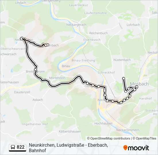 822 Bus Line Map