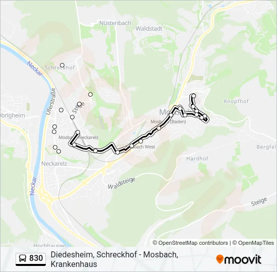 830 Bus Line Map