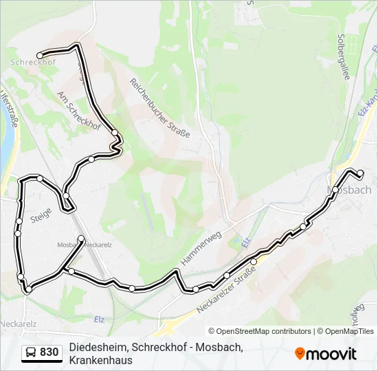 830 Bus Line Map