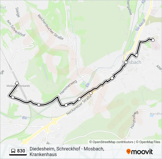 830 Bus Line Map