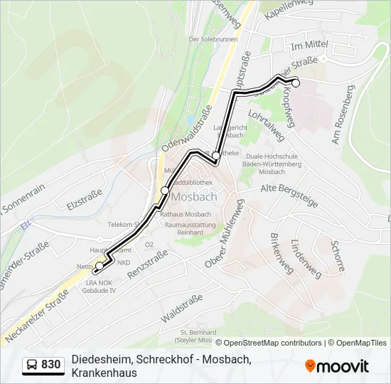830 Bus Line Map