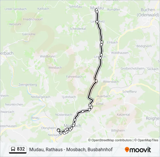 832 Bus Line Map